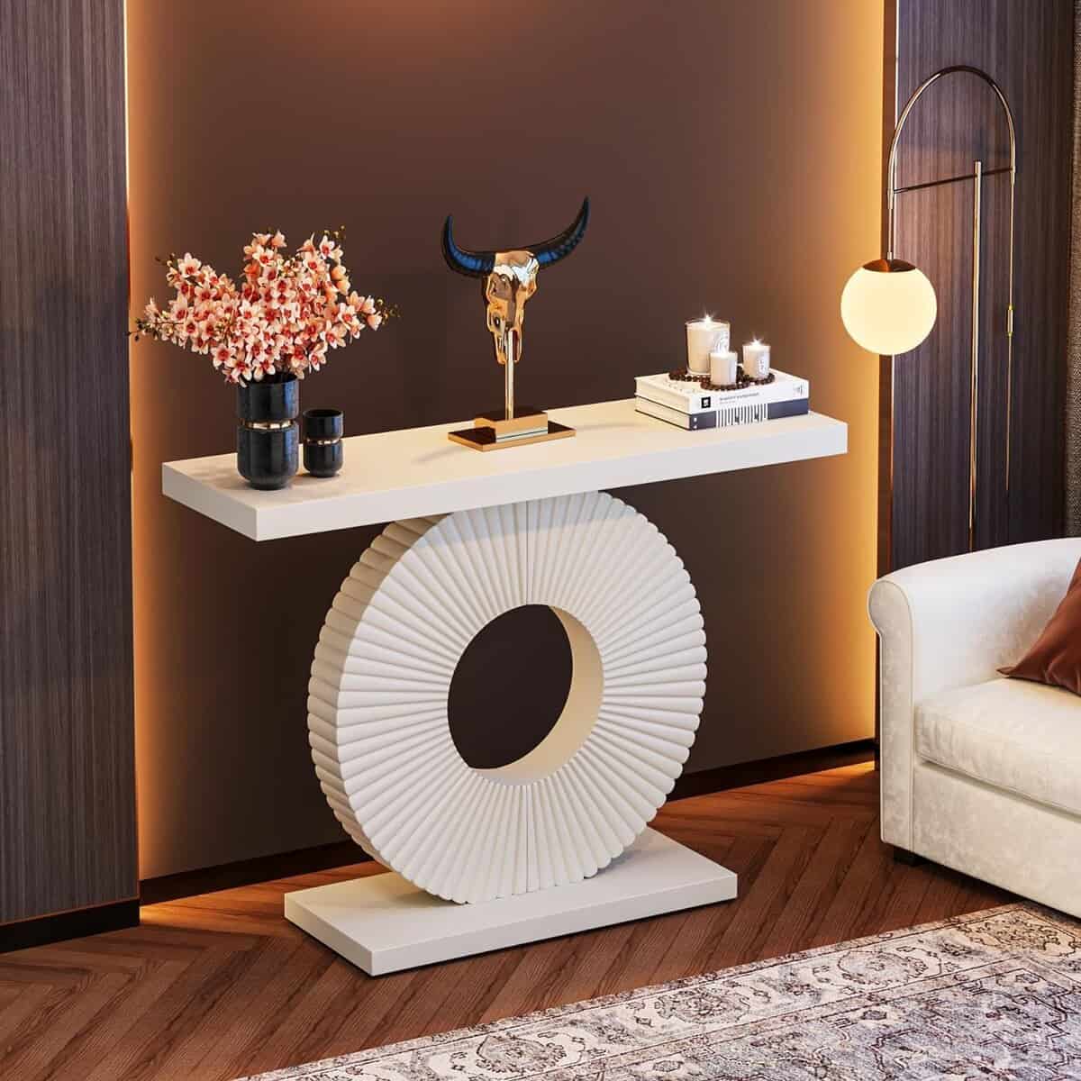 Tribesigns Modern Console Table with Geometric Base
