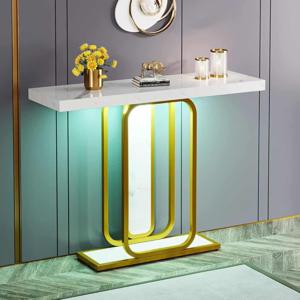 Tribesigns Modern Gold White Console Table