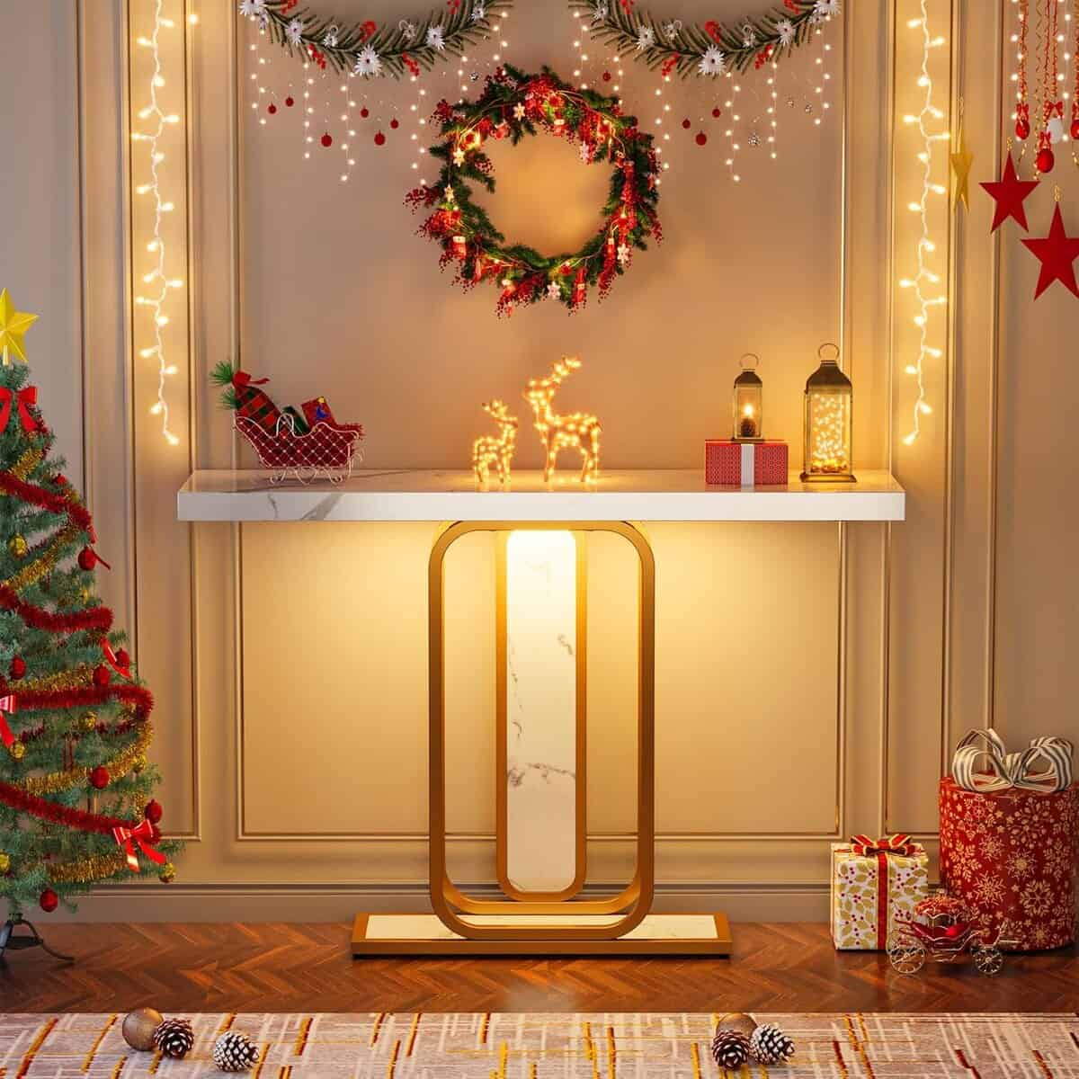Tribesigns Modern Gold White Console Table