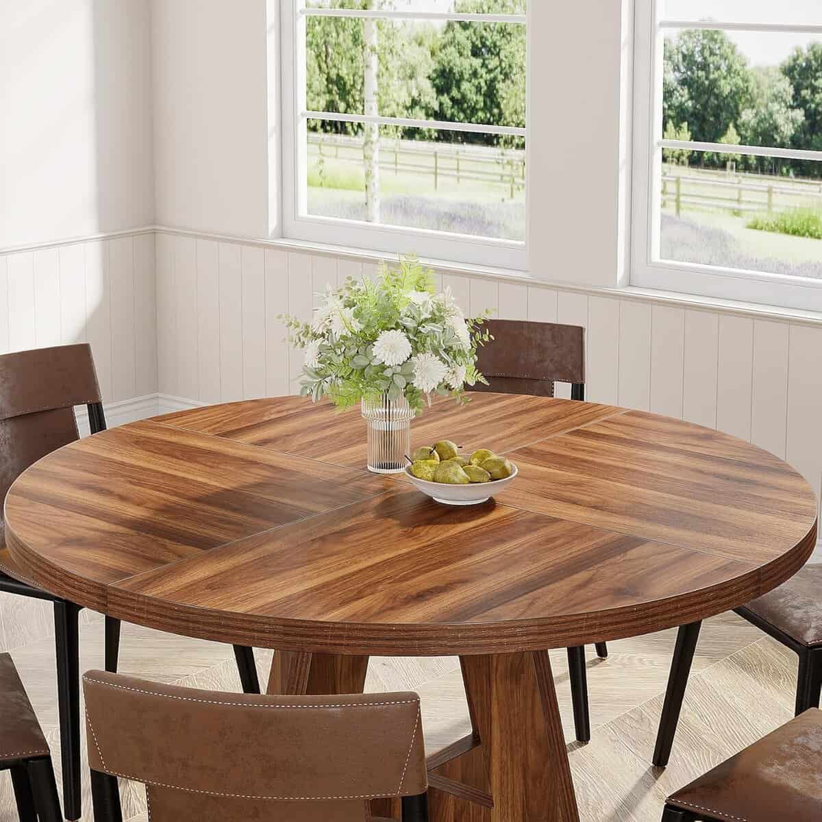 Tribesigns Round Dining Table Wood Kitchen Table