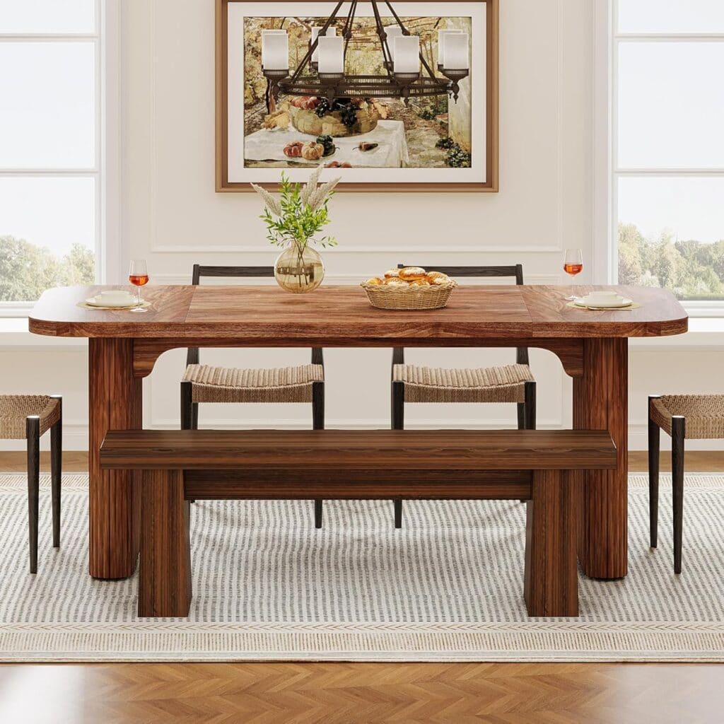 Tribesigns 47-Inch Wooden Dining Table Bench