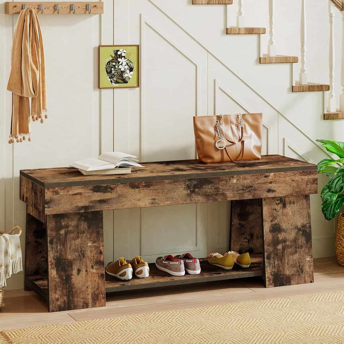Tribesigns Wooden Entryway Bench
