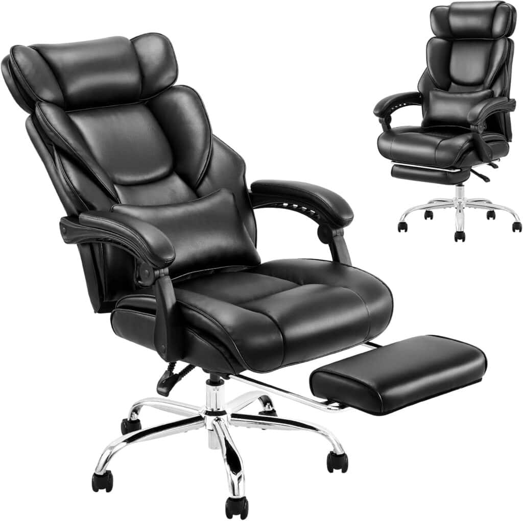 COLAMY Black Leather Executive Office Chair
