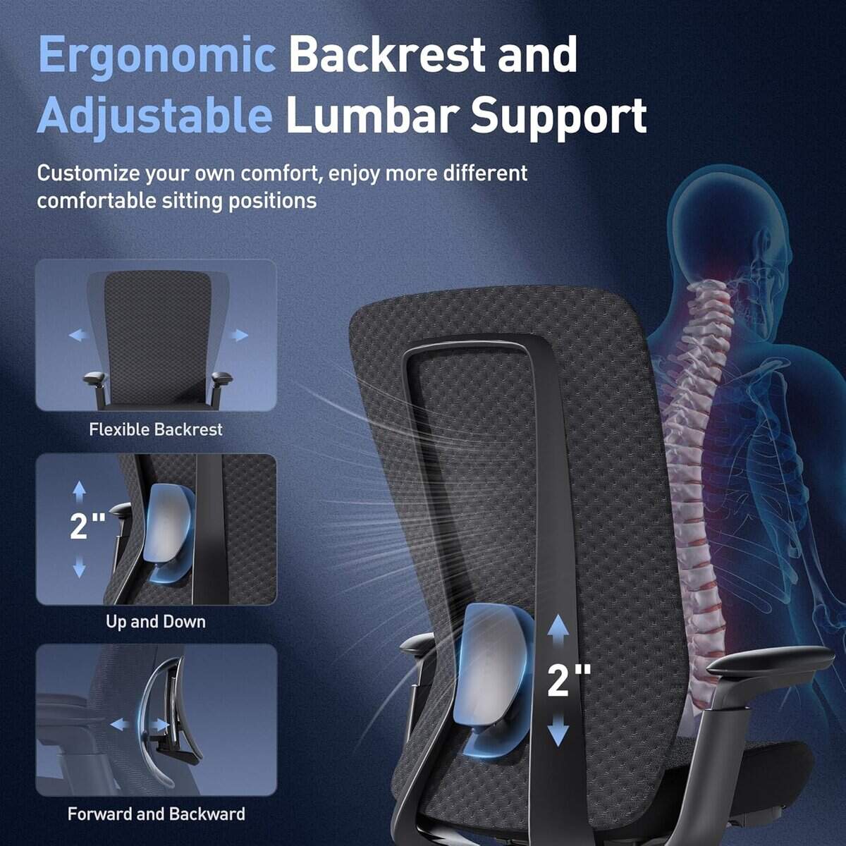 COLAMY Ergonomic Mesh Office Chair-Blackgrey