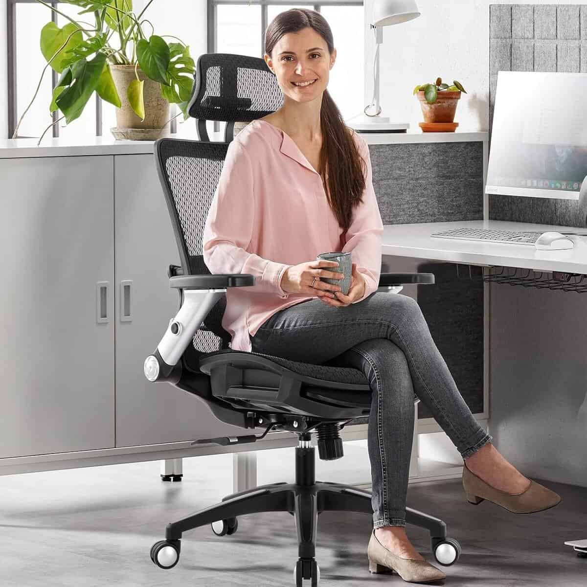 COLAMY Ergonomic Mesh Office Chair with Footrest