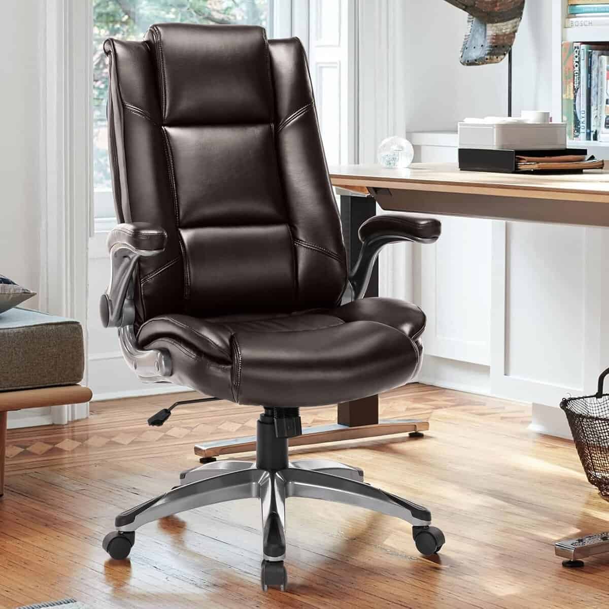 COLAMY High Back Executive Office Chair-Brown