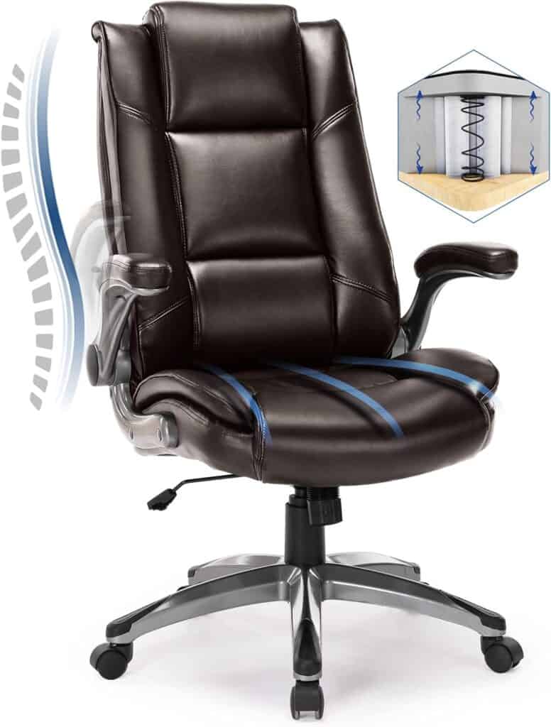 COLAMY High Back Executive Office Chair-Brown