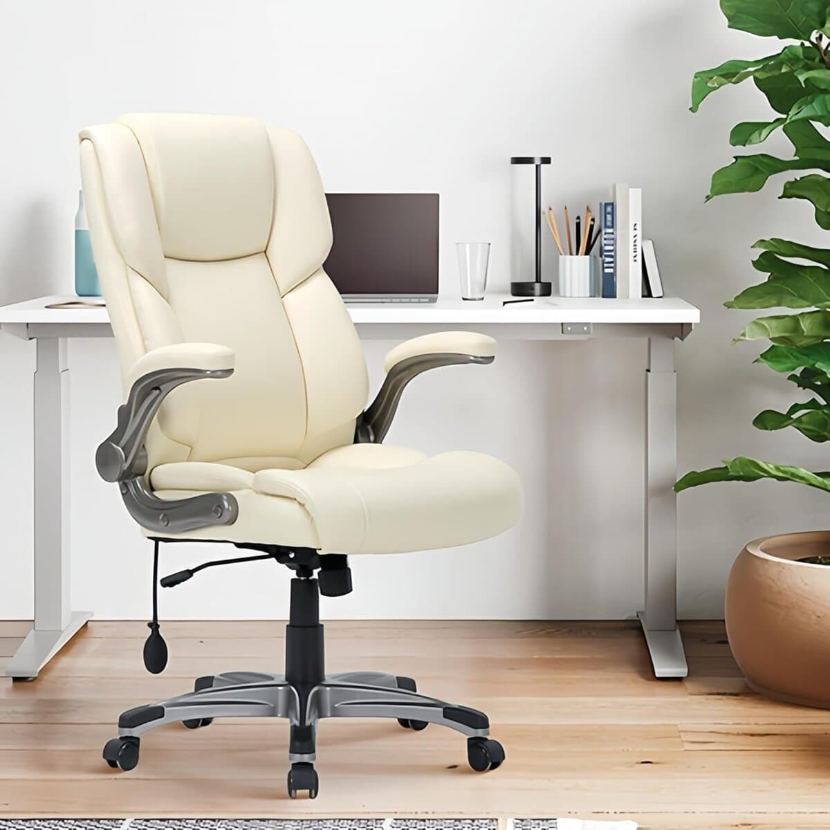 COLAMY High Back Executive Office Chair Ivory
