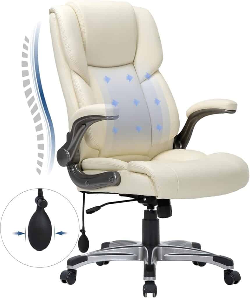 COLAMY High Back Executive Office Chair Ivory