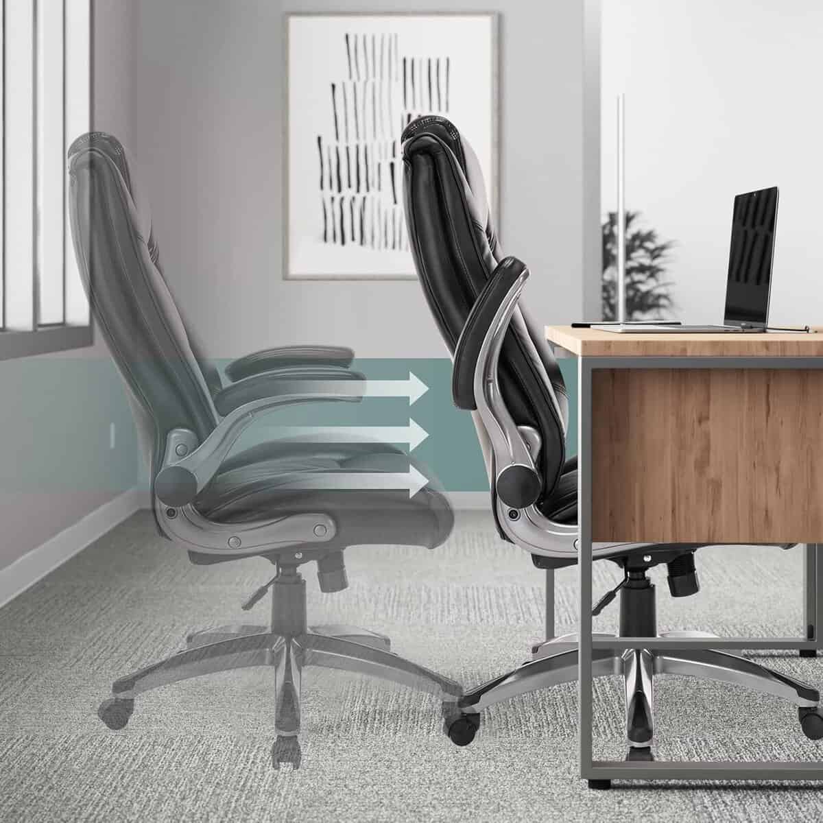 COLAMY Leather Executive Office Chair-Black