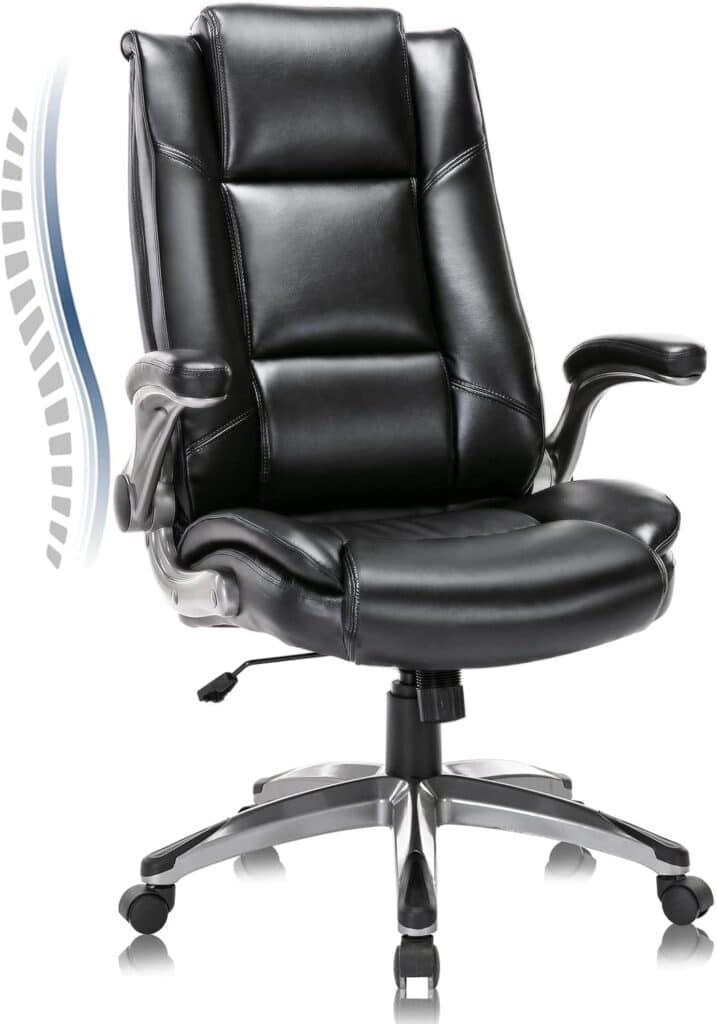 COLAMY Leather Executive Office Chair-Black