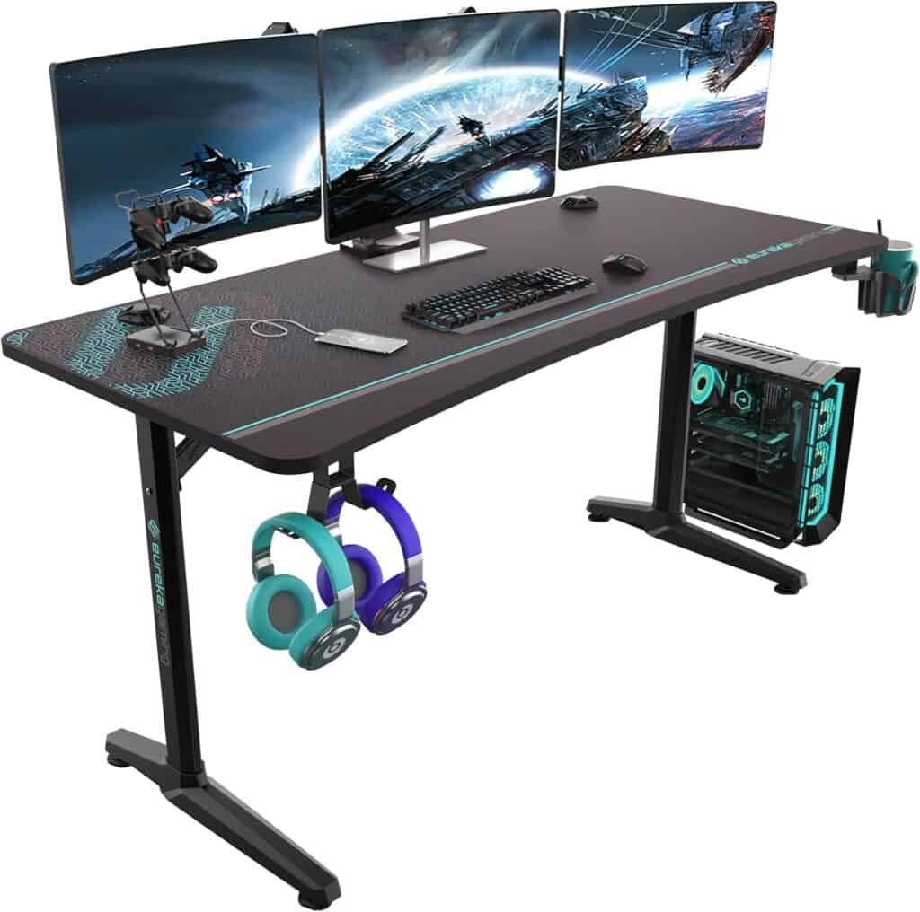EUREKA ERGONOMIC 60” Gaming Desk-Black