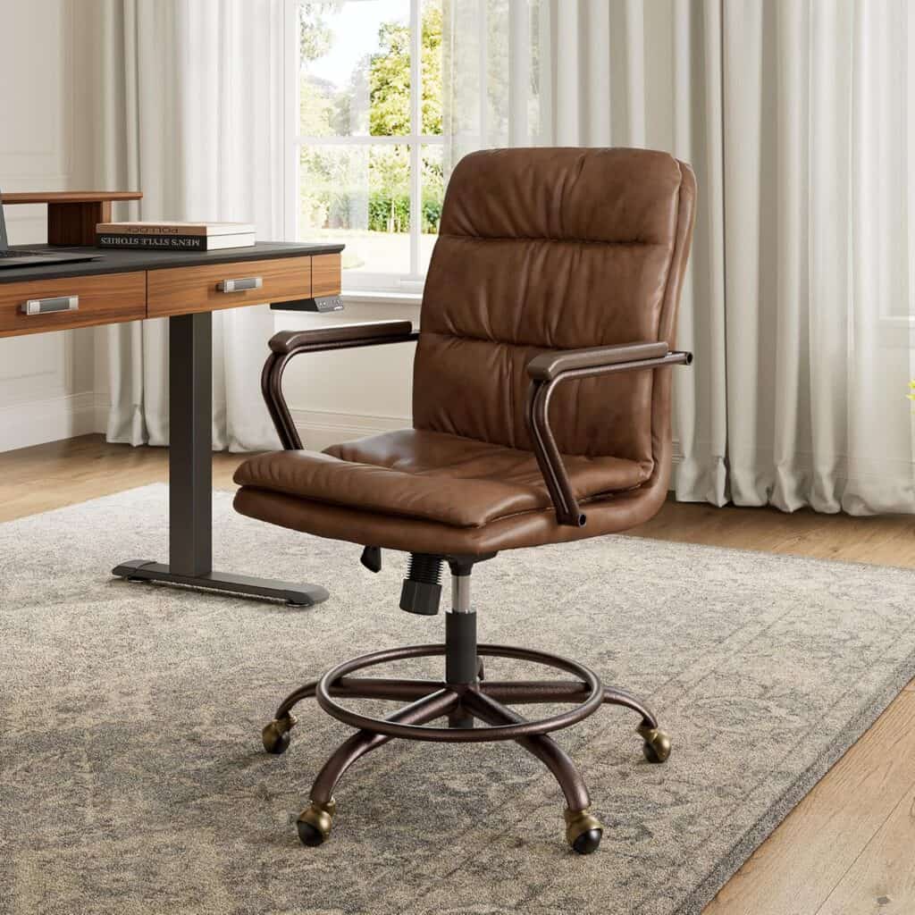 EUREKA ERGONOMIC Brown Leather Home Office Chair