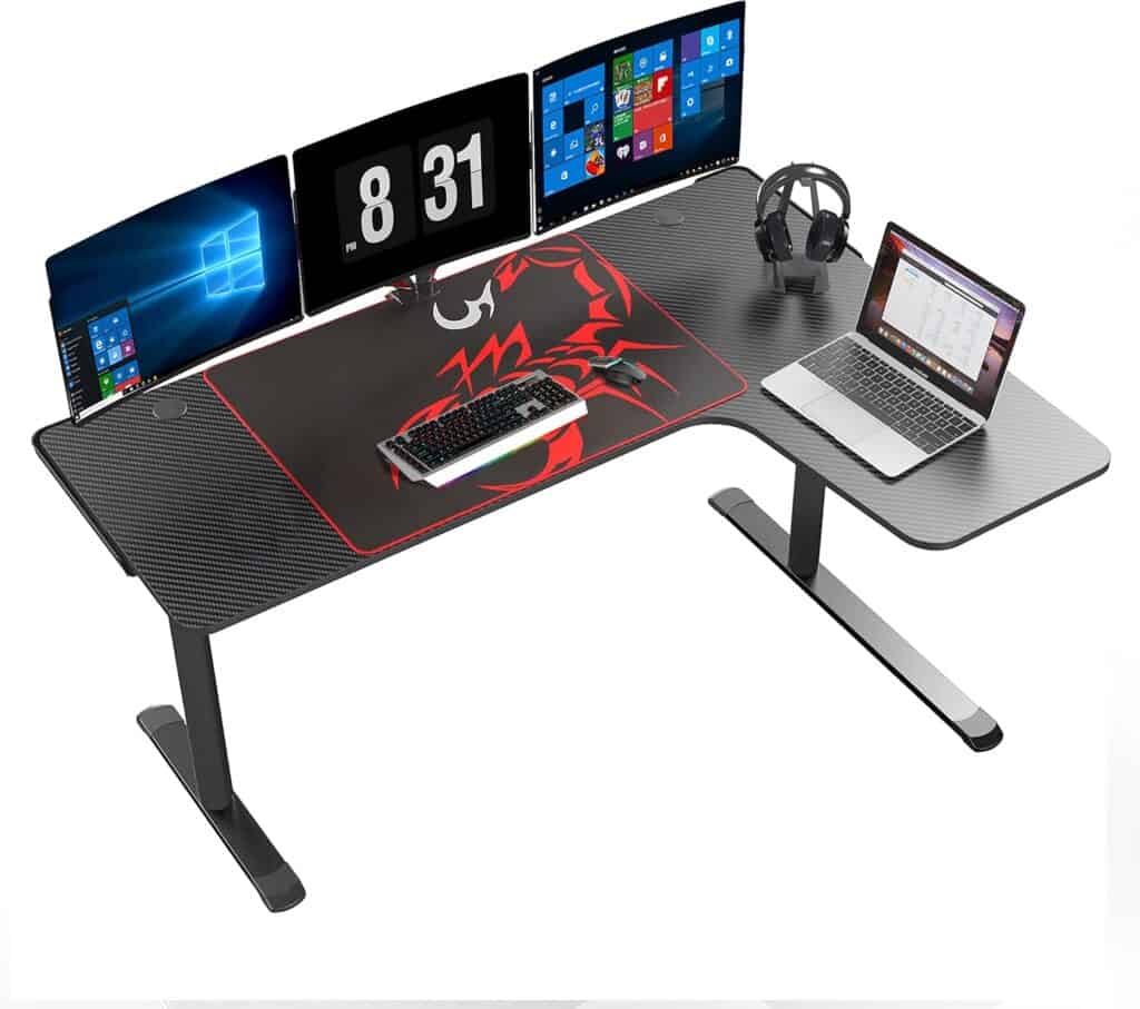 EUREKA ERGONOMIC L Shaped Gaming Desk-Right Black