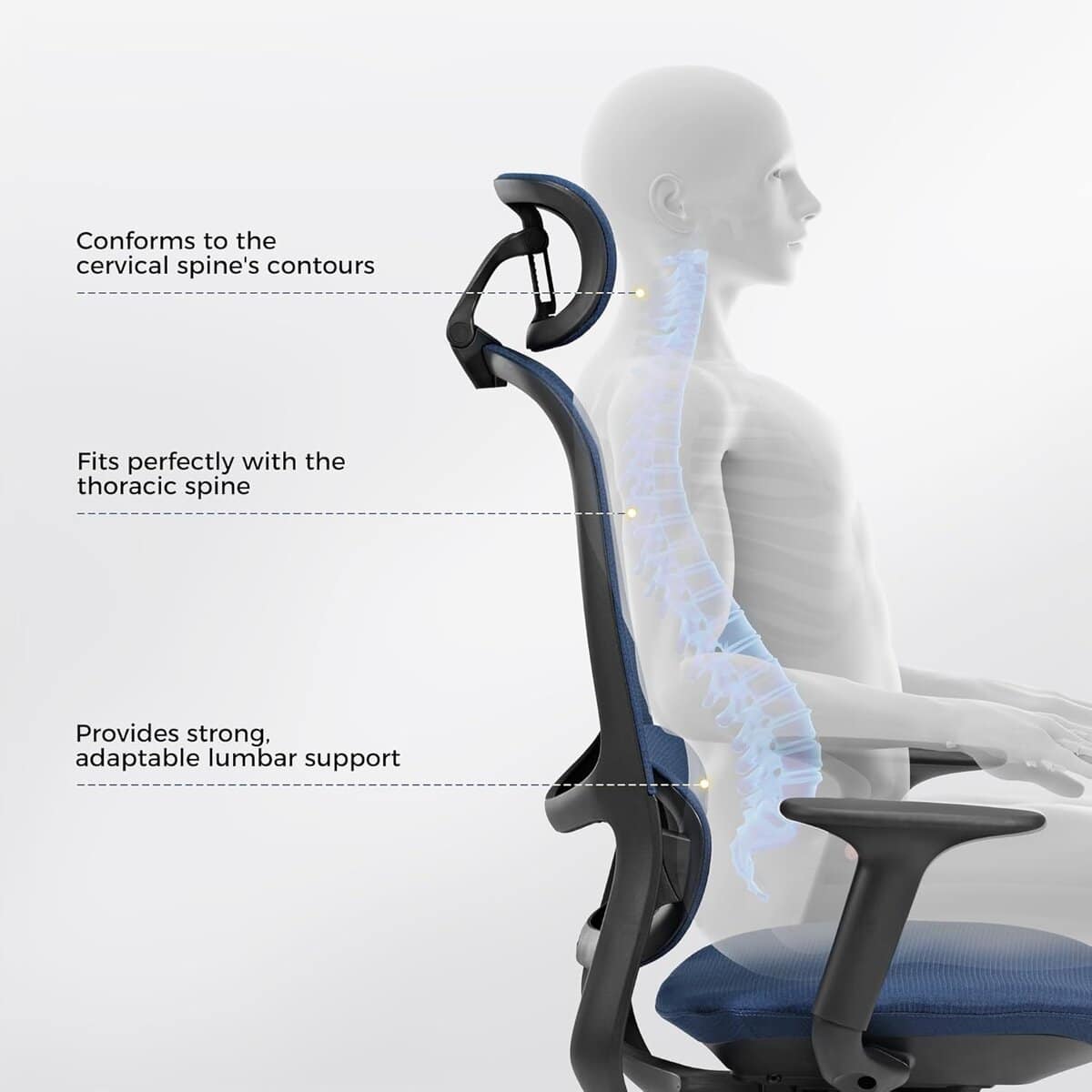 EUREKA ERGONOMIC Mesh Office Chair-Blue
