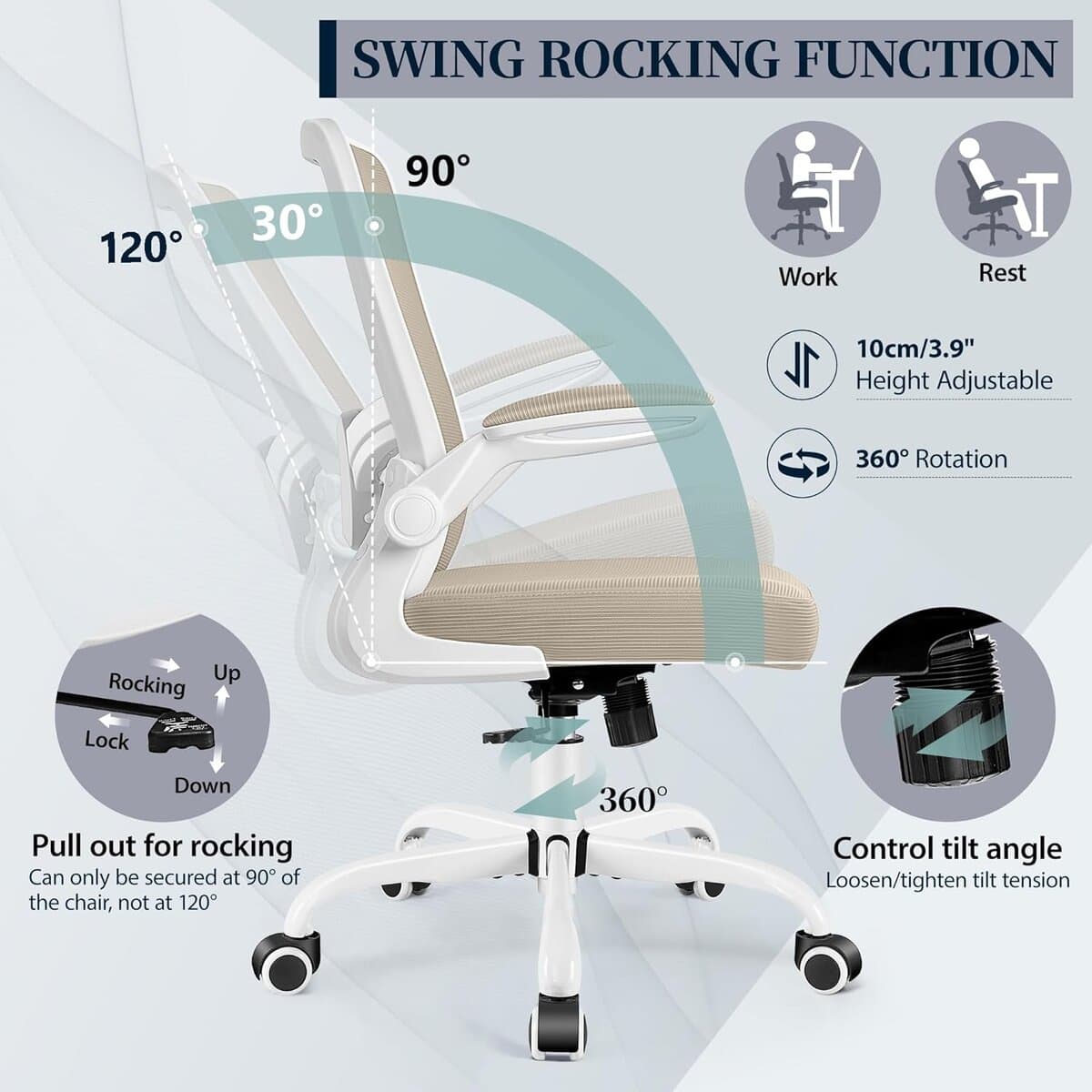 FelixKing Office Chair Ergonomic Desk Chair -Khaki