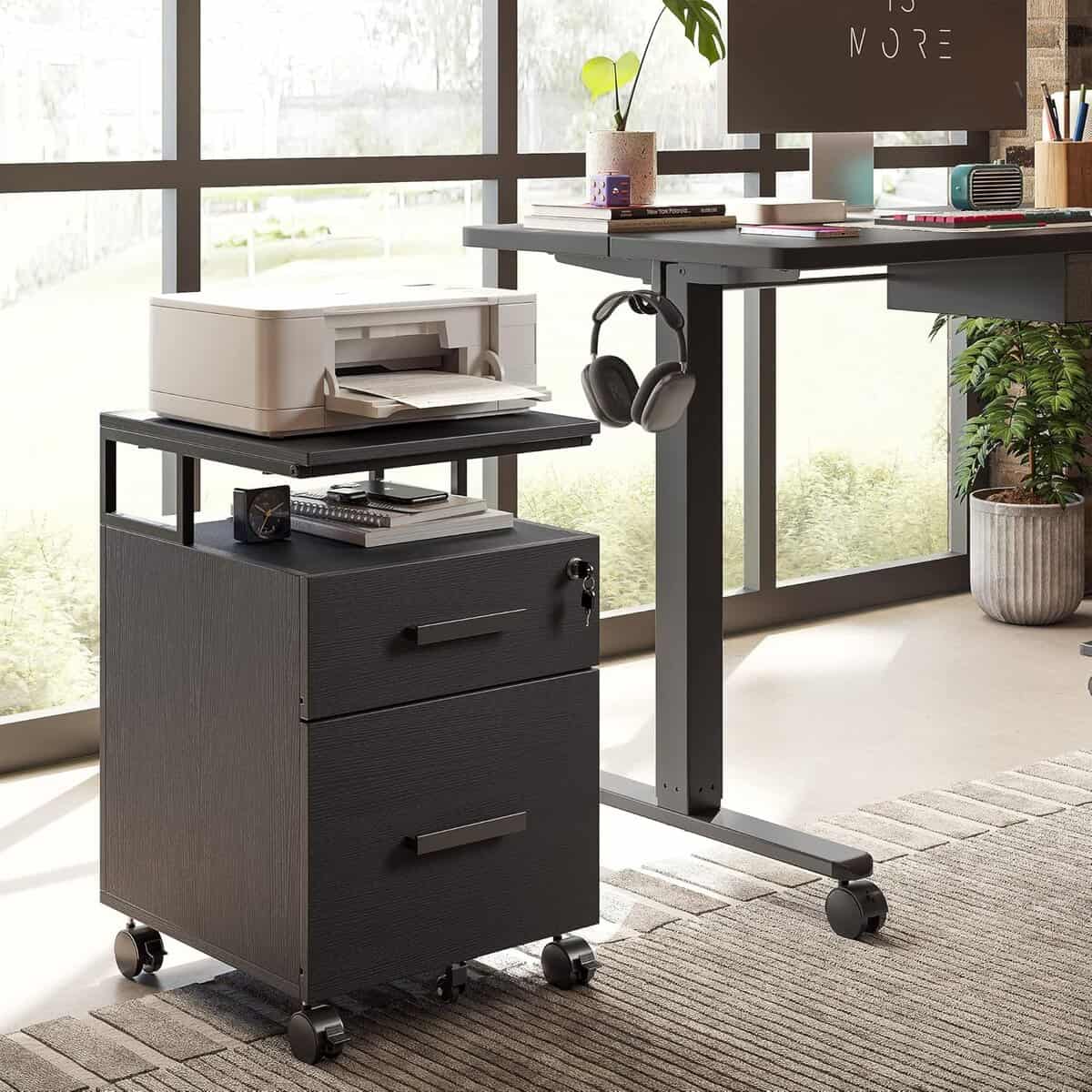 FEZIBO 2-Drawer File Cabinet,Black