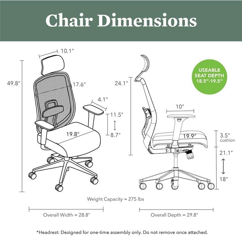 HON Altern Ergonomic Office Chair with Headrest-Indigo