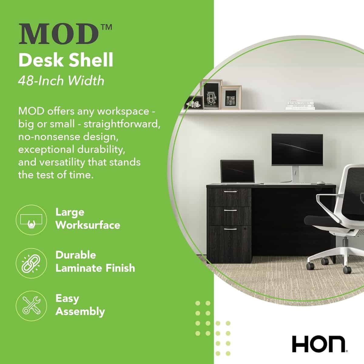 HON MOD Executive Desk-Java Oak