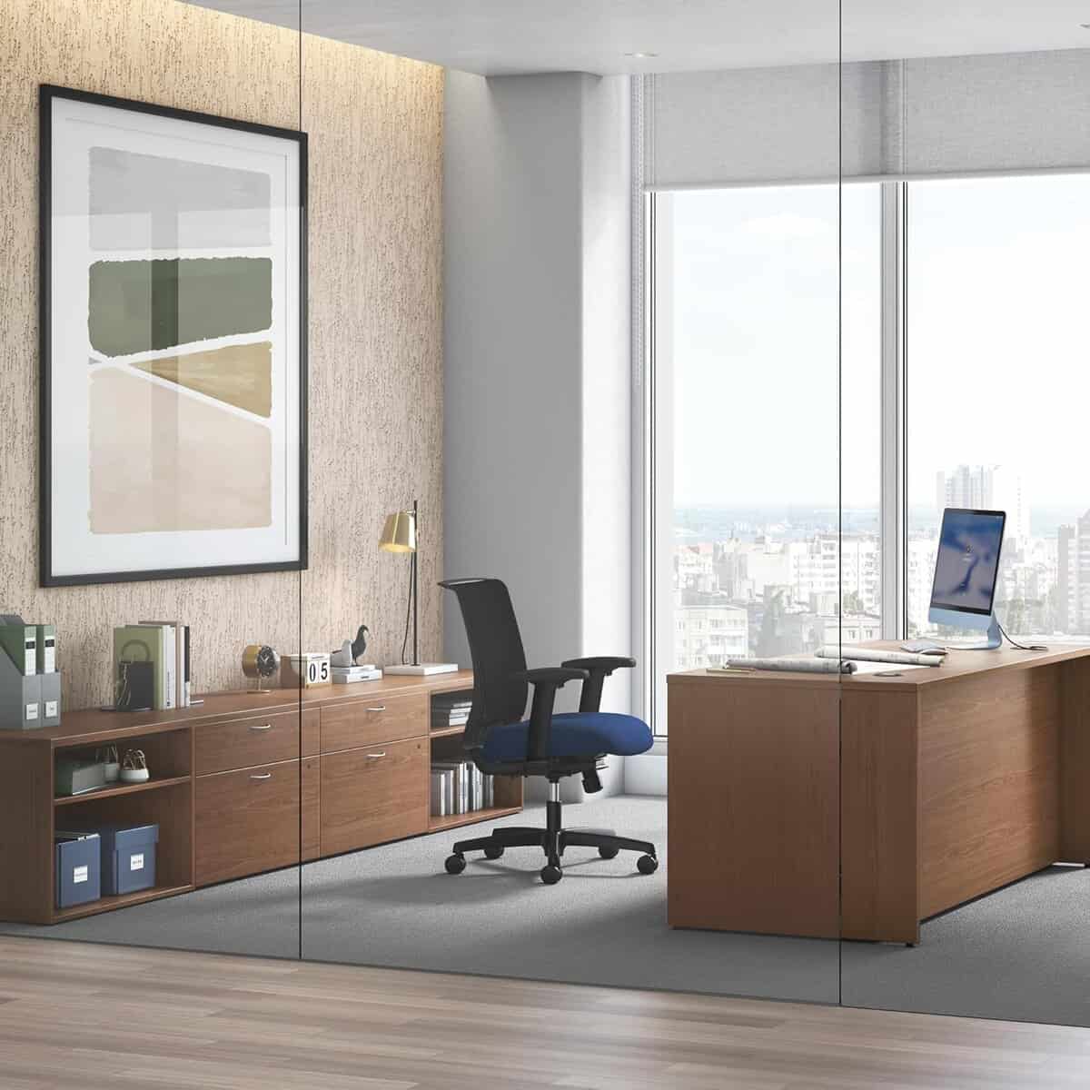 HON MOD Executive Office Desk-Walnut
