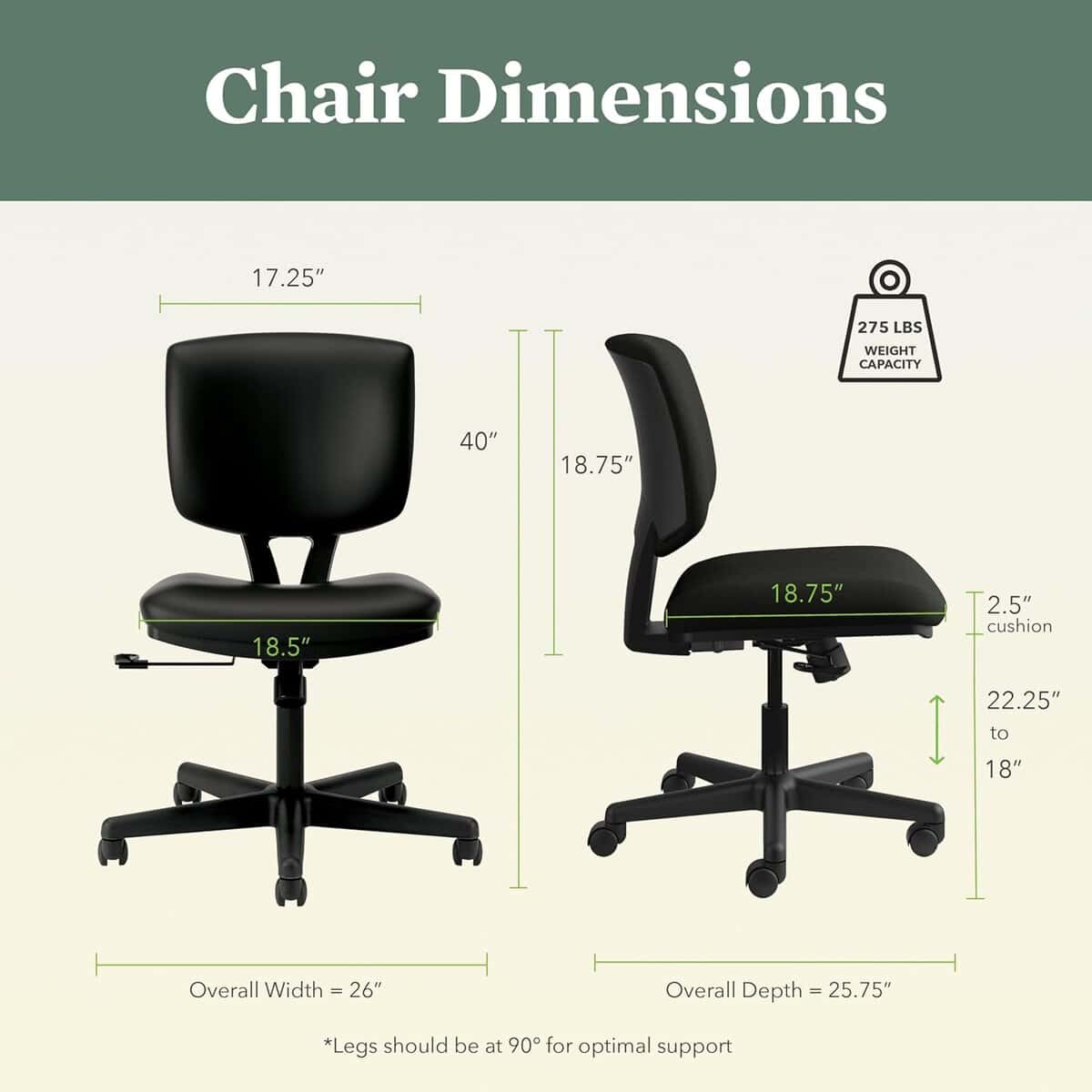 HON Volt Armless Chair – Ergonomic
