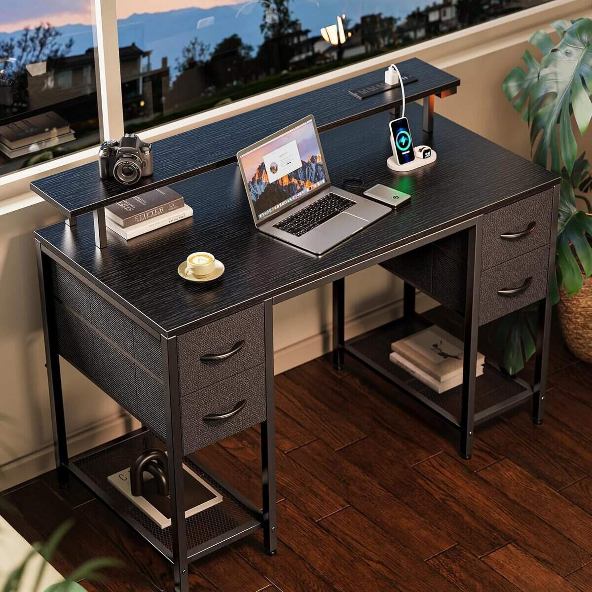 Huuger 47-Inch Computer Desk with 4 Drawers