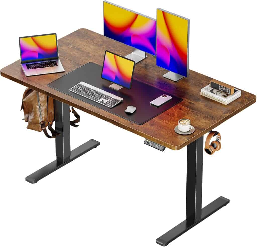 Huuger 48 x 28 Large Electric Standing Desk-Brown