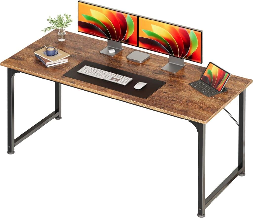 Huuger 55-Inch Rustic Brown Computer Desk