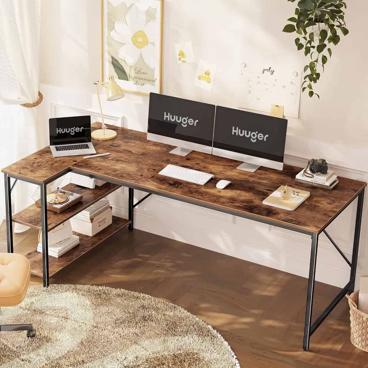 Huuger 63-Inch L Shaped Computer Desk 