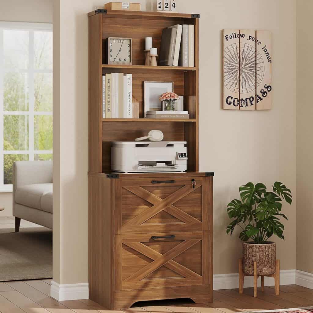 SEDETA 2-Drawer File Cabinet with Lock, Brown