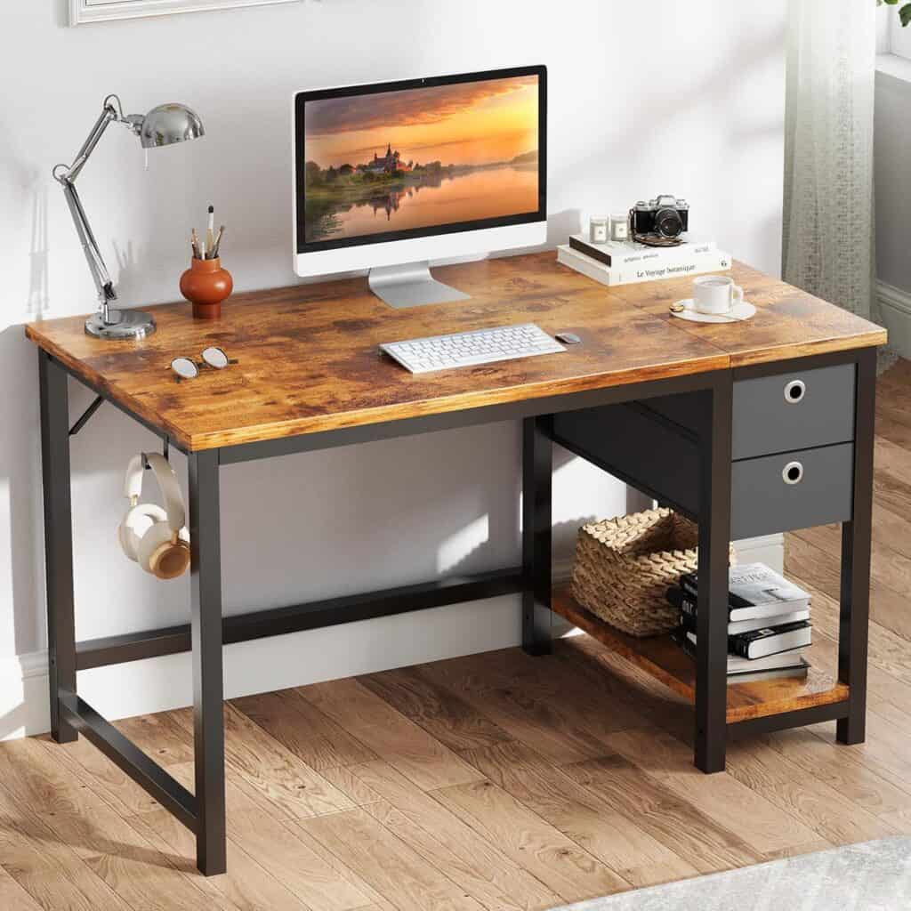 SMUG 40-Inch Computer Desk with Storage-Brown