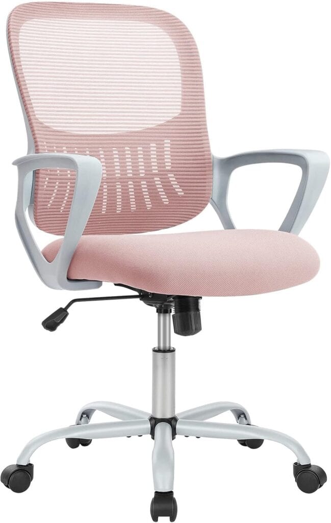 SMUG Light Pink Ergonomic Mid-Back Mesh Office Chair