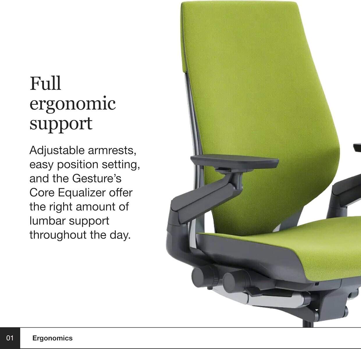Steelcase Gesture Ergonomic Office Chair-Green Fabric