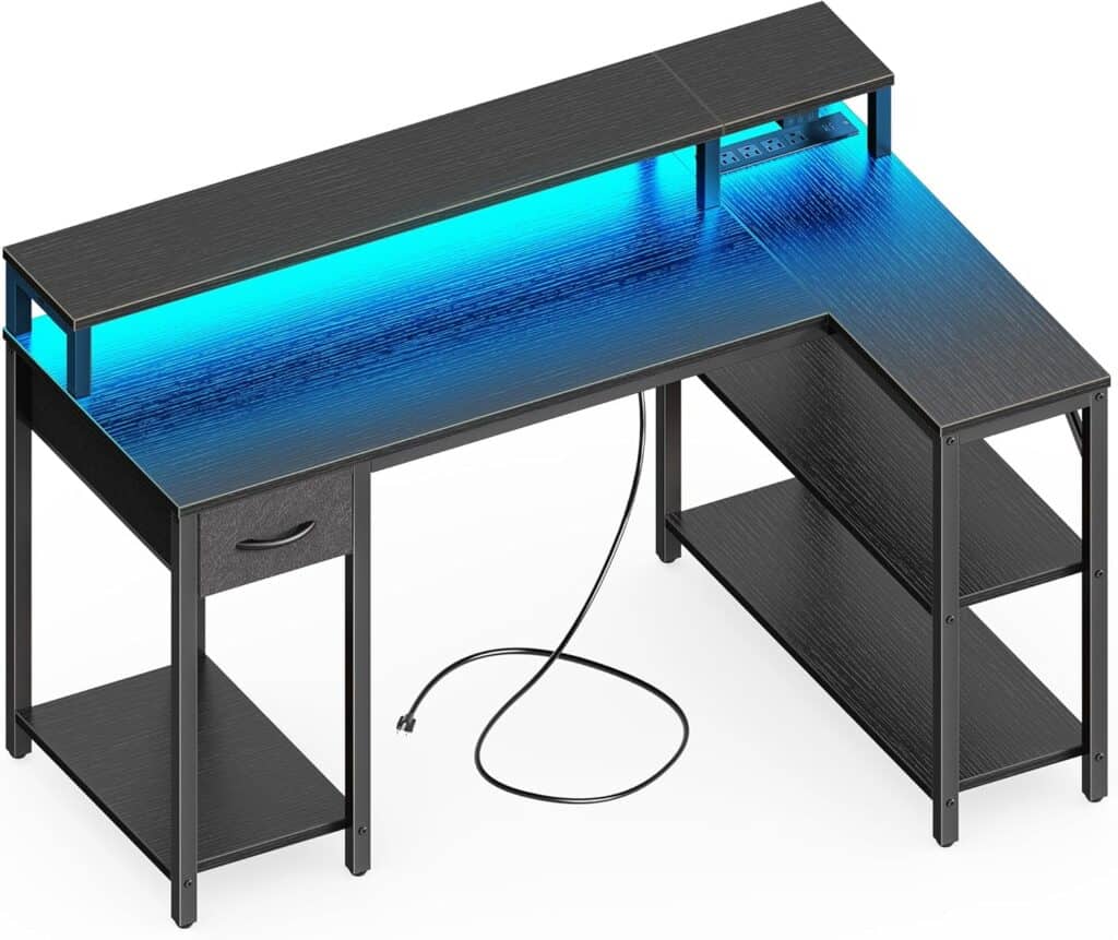 SUPERJARE 47-Inch Reversible L-Shaped Desk