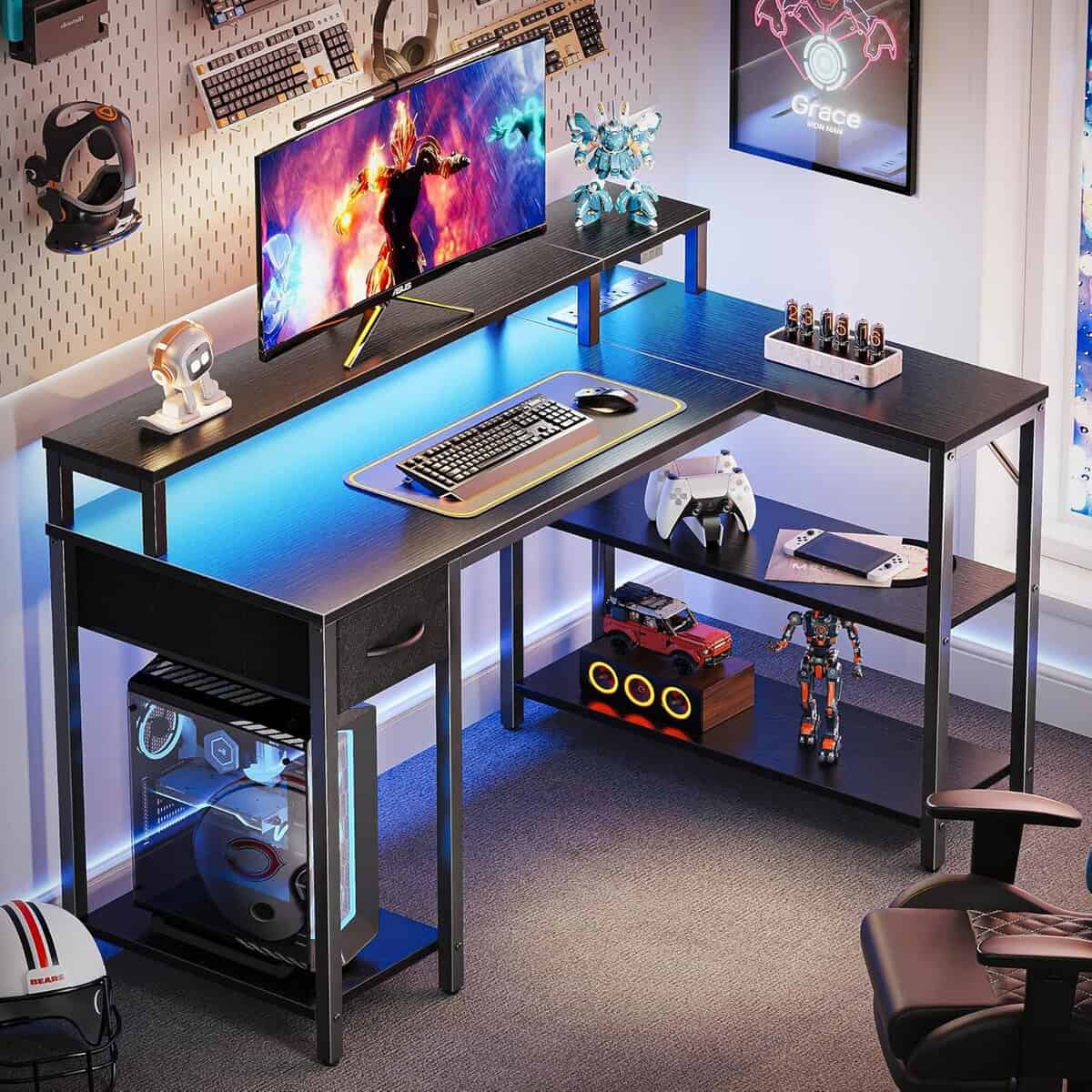 SUPERJARE 47-Inch Reversible L-Shaped Desk