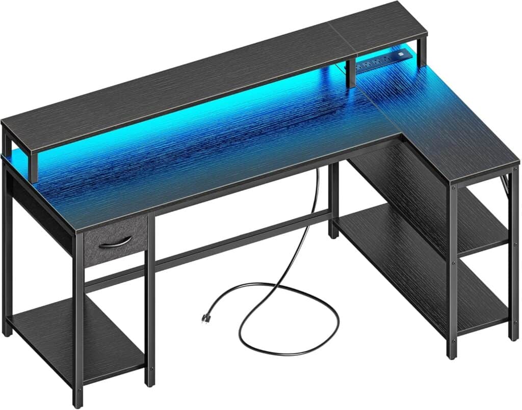 SUPERJARE 53-Inch Reversible L Shaped Desk