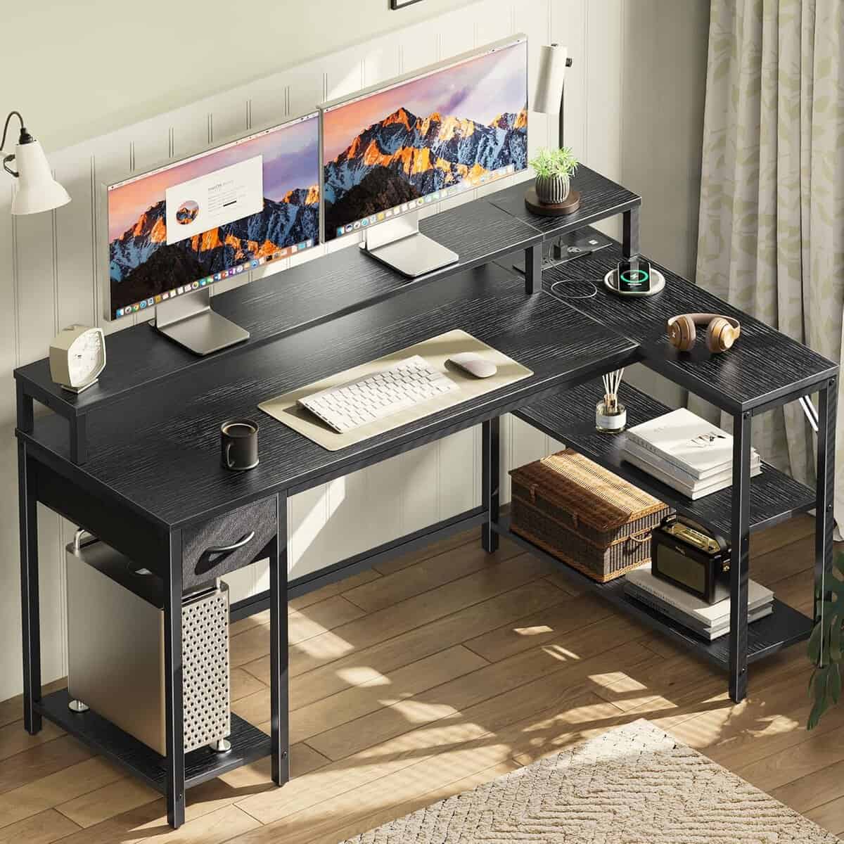 SUPERJARE 53-Inch Reversible L Shaped Desk