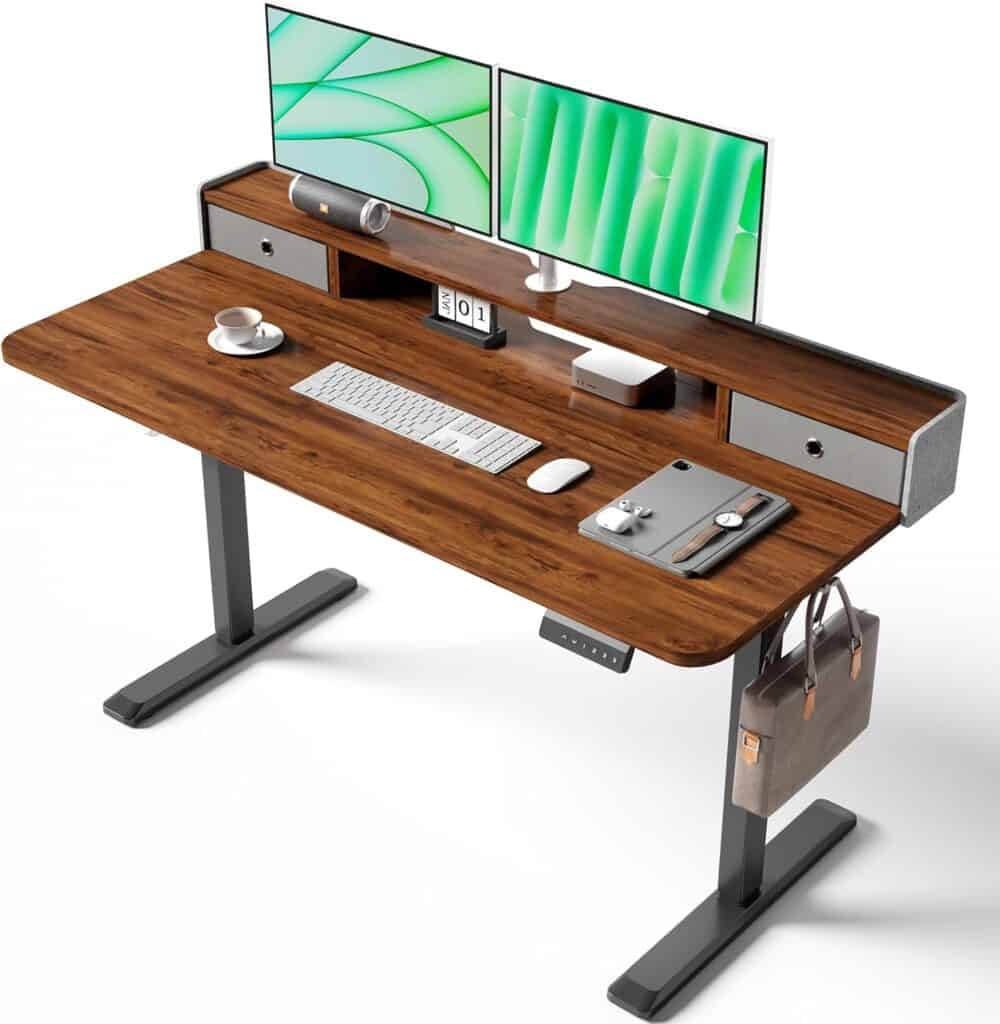 TRALT Electric Standing Desk 48 Inch with 2 Drawers