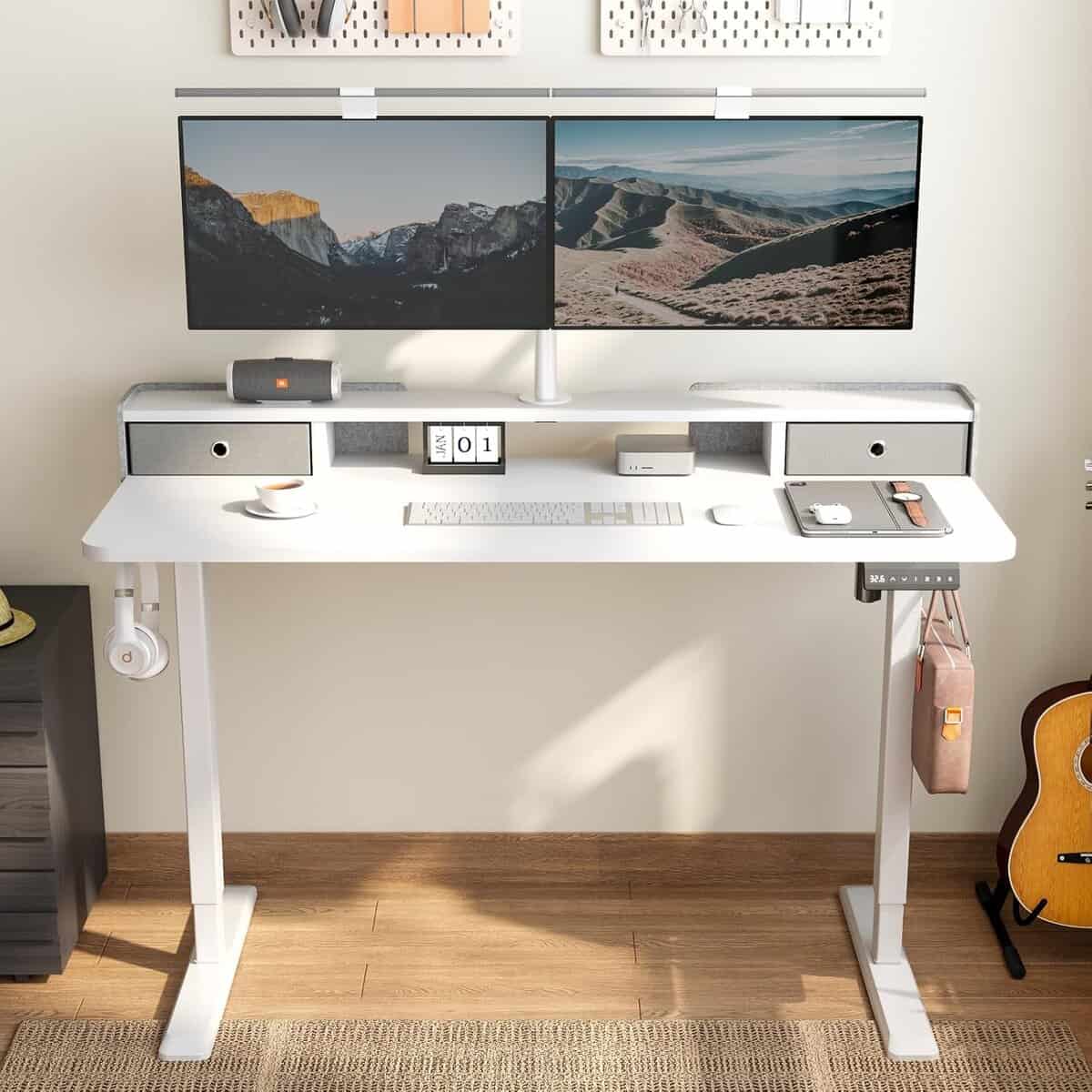 TRALT Electric Standing Desk 55 Inch Height -White