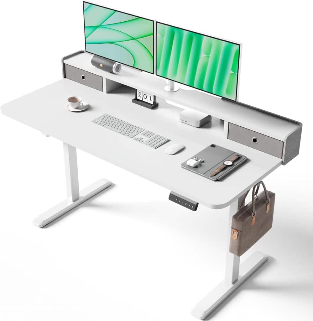TRALT Electric Standing Desk 55 Inch Height -White