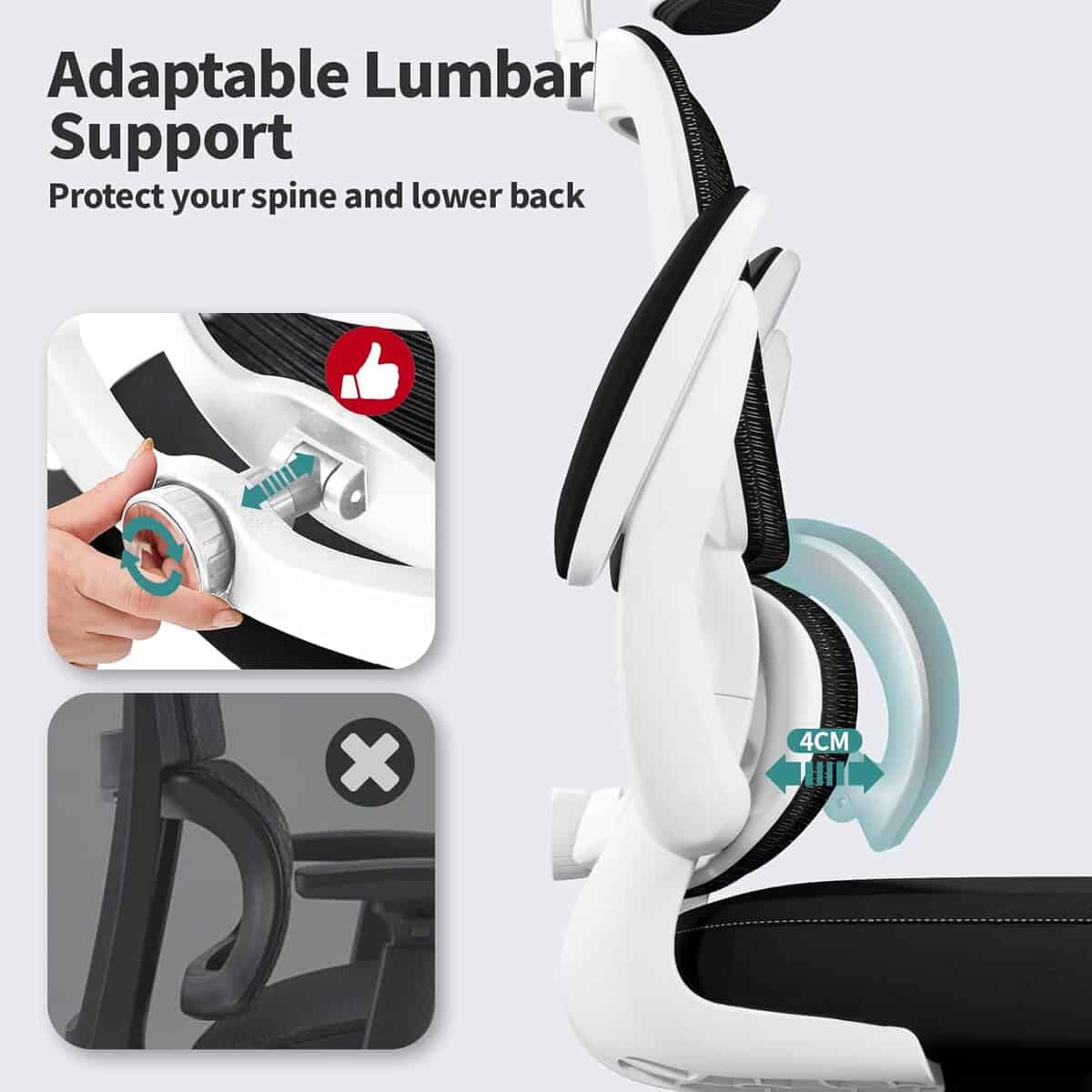 TRALT Ergonomic Office Chair-Black & White