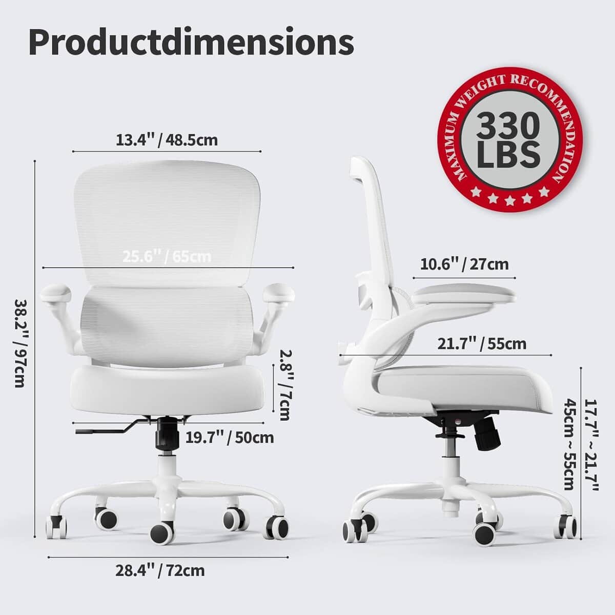 TRALT Ergonomic Office Chair-White White