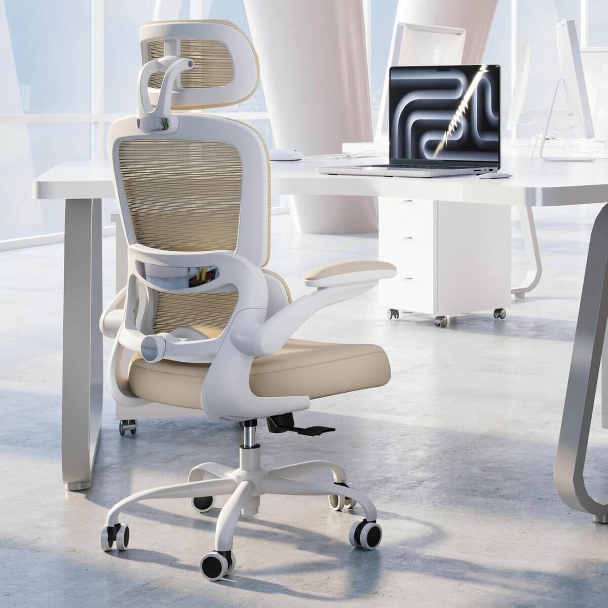 TRALT Office Chair Ergonomic Desk Chair-Beige