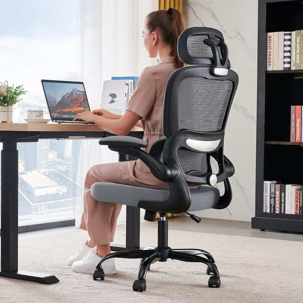 TRALT Office Chair Ergonomic Desk Chair-Black Grey