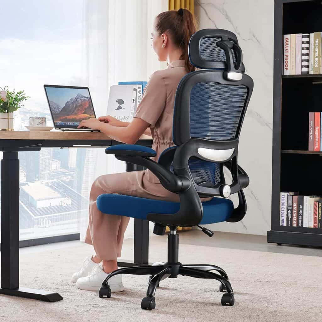 TRALT Office Chair Ergonomic Desk Chair-Black+blue