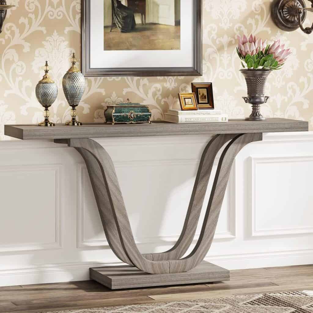 Tribesigns 40-Inch Industrial Console Table-Light Grey
