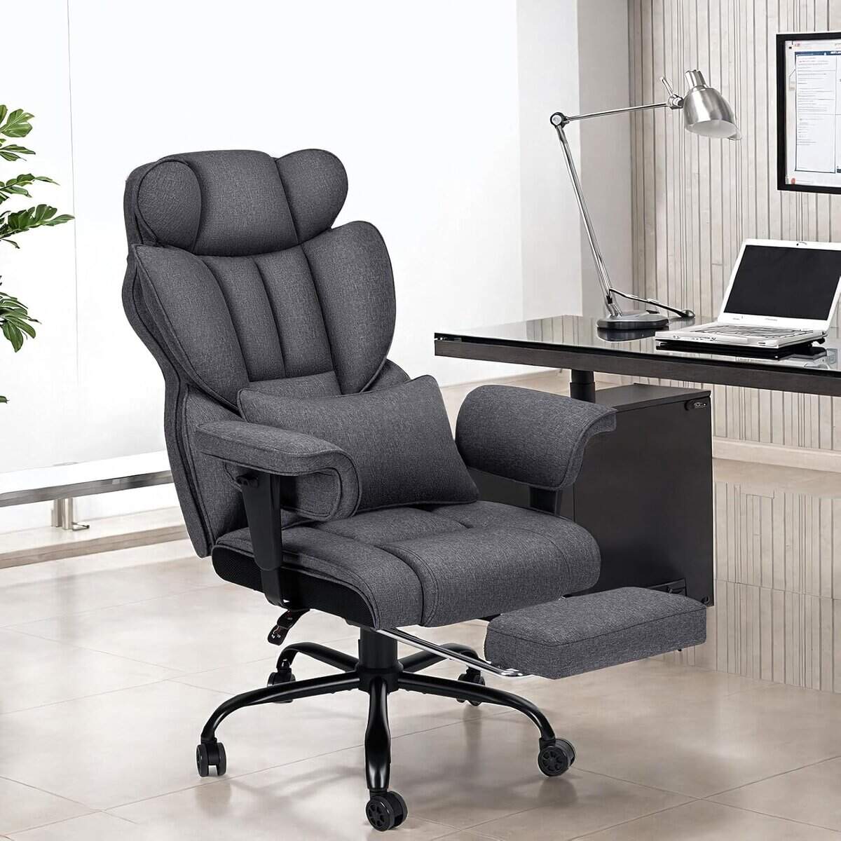 HOFFREE Big and Tall Office Chair with Massage-(Dark Grey)