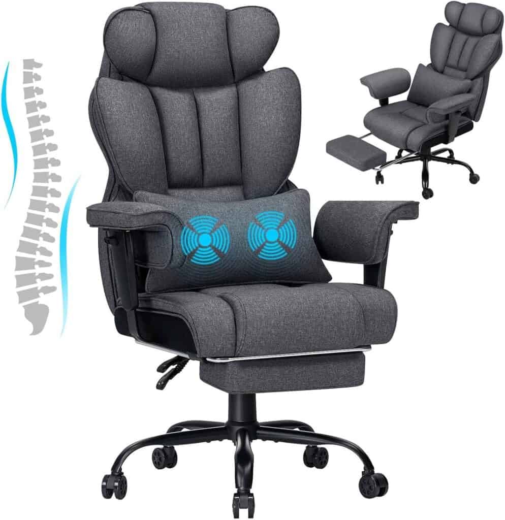 HOFFREE Big and Tall Office Chair with Massage-(Dark Grey)