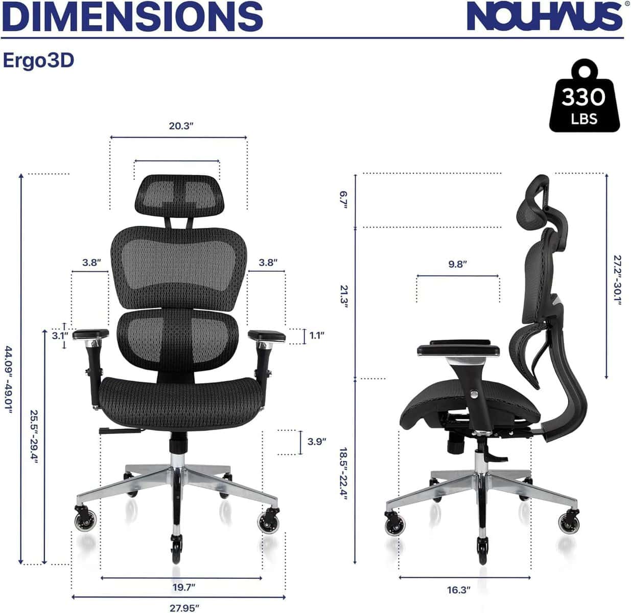 Nouhaus Ergo3D Ergonomic Office Chair-Black