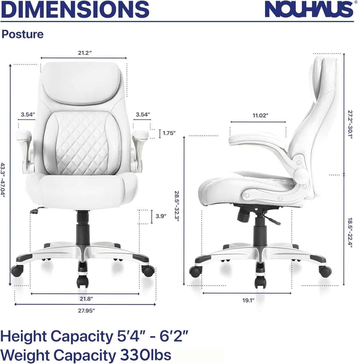 Nouhaus Posture Ergonomic PU Leather Office Chair-White